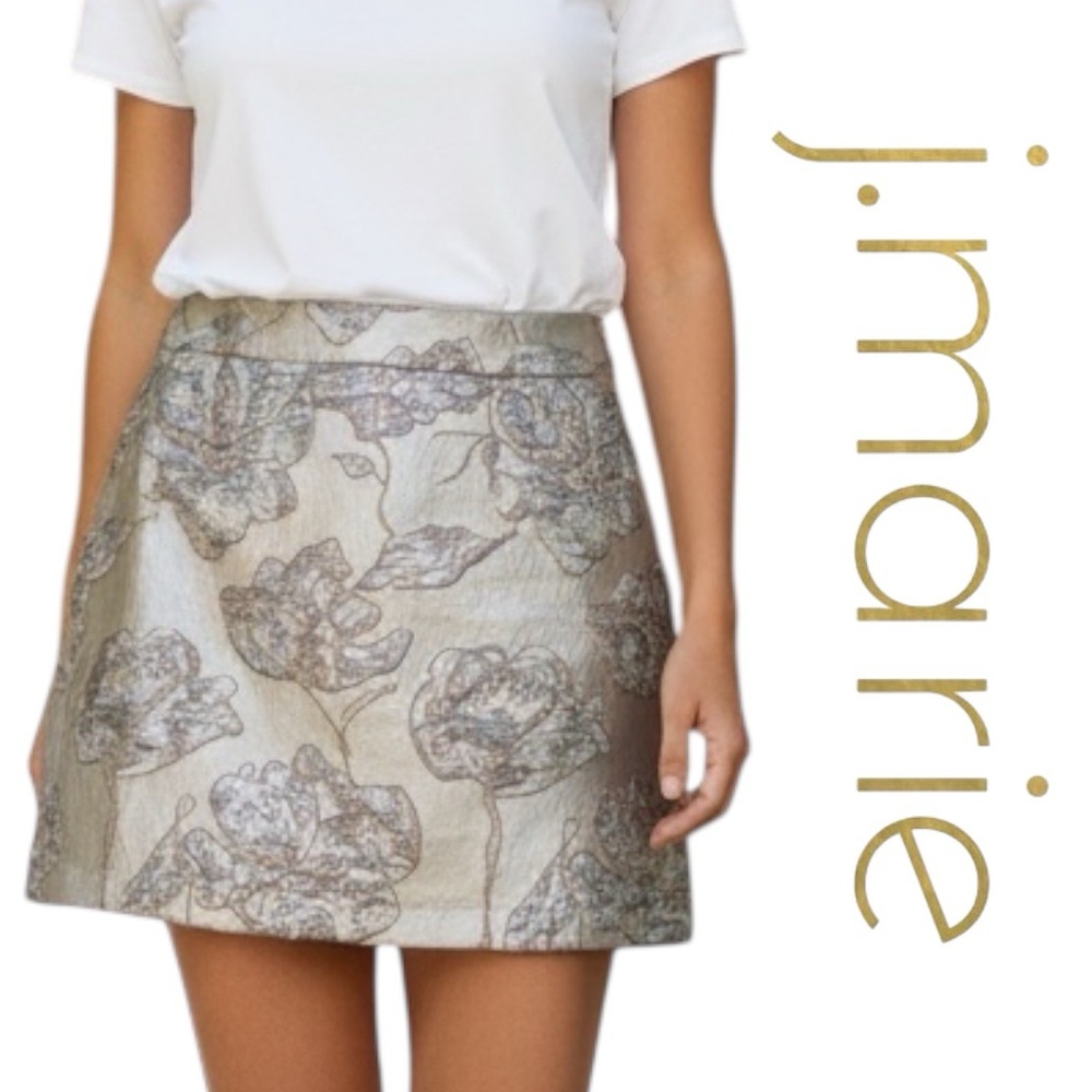 J.Marie Skirt Women Mini Floral Metallic Size S NWT
